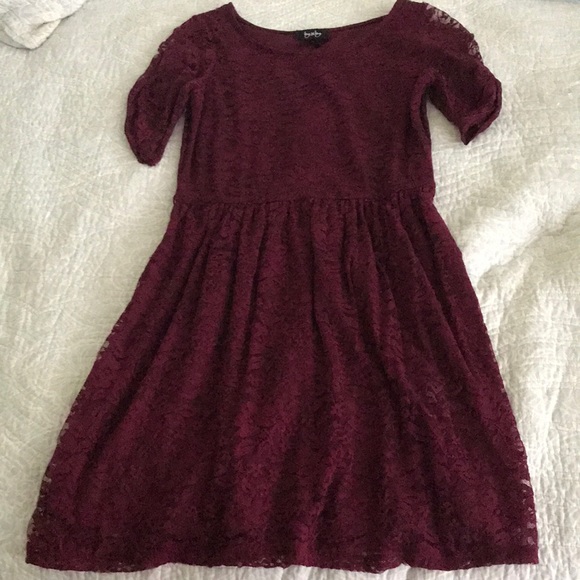 JCPenney Maroon Lace Flare Dress - Picture 1 of 3